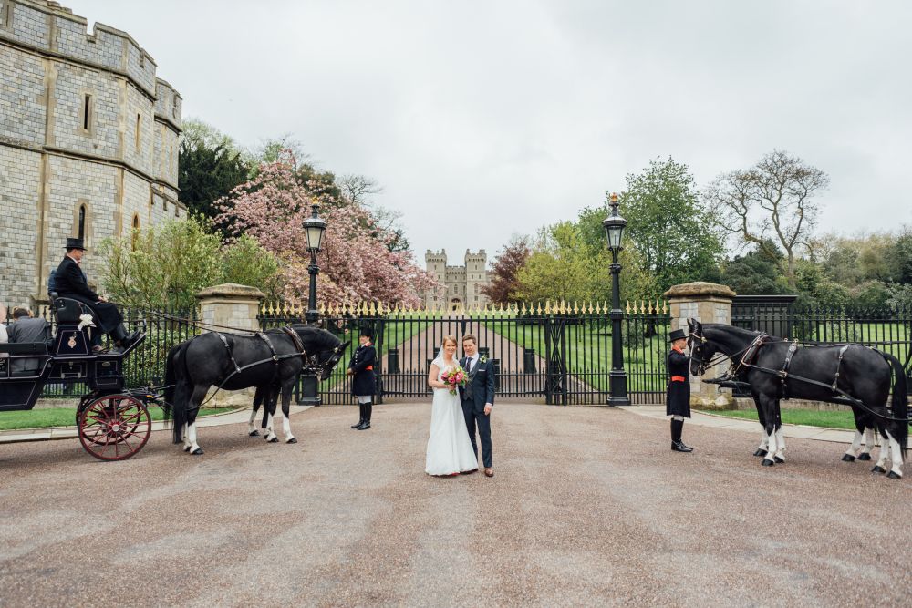Wedding couple outside Windsor Castle